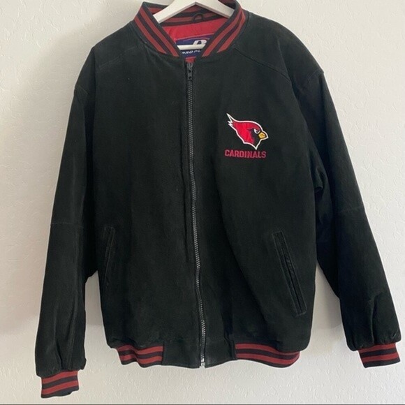 Vintage 90s NFL Arizona Cardinals Football Embroidered Suede Jacket Size Medium - Picture 1 of 9